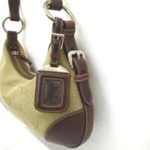 Prada Jacquard Brown Bag Shoulder Logo Beige